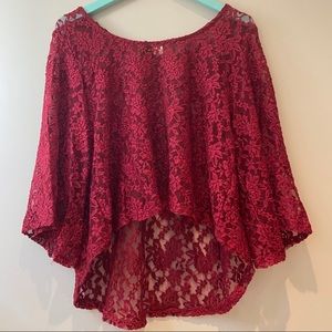 Burgundy Floral Drape with Bell Sleeves
